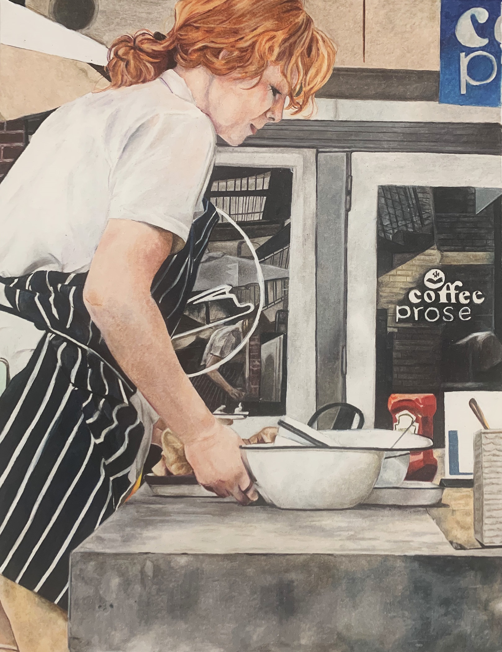 Zoë Thornton, Coffee Prose Pose, Drawing & Illustration, Grade 12, Germantown High School, Gold Key, American Visions Nominee