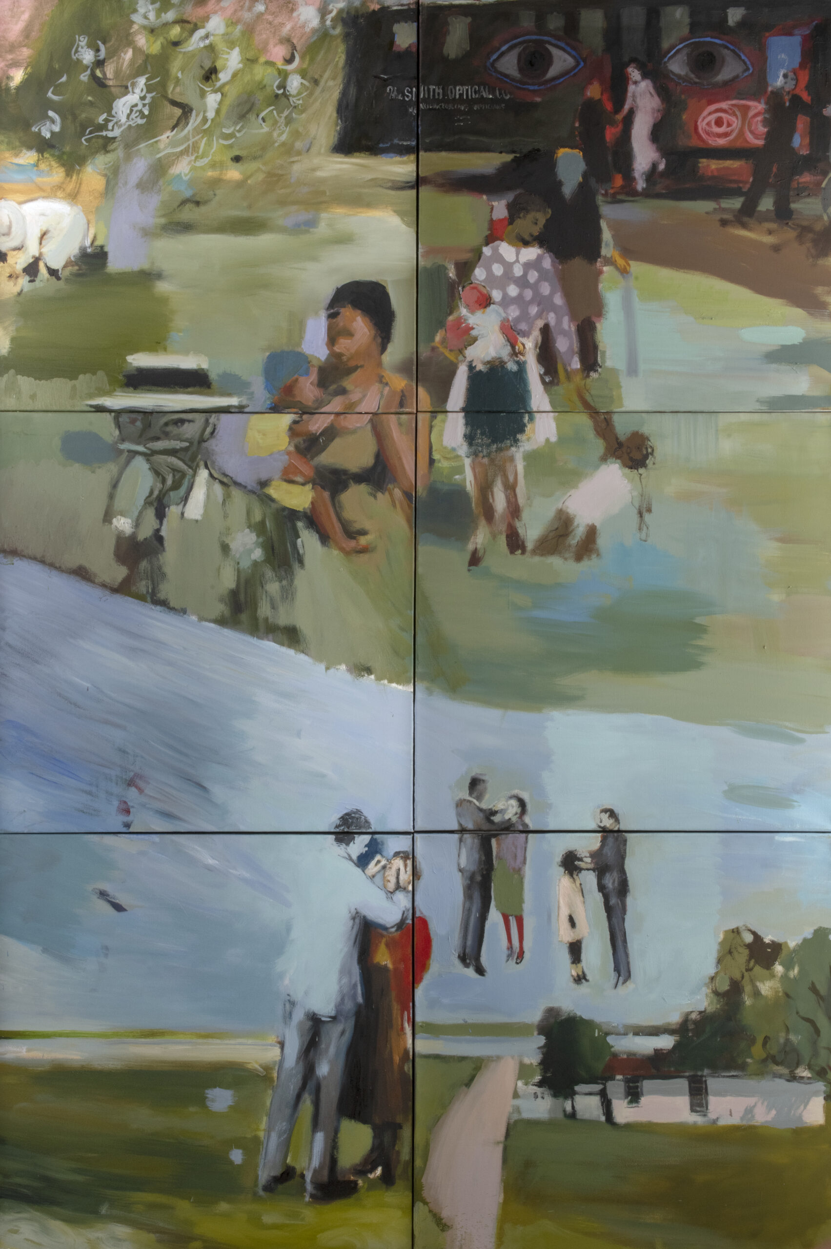 Noah Saterstrom (American, b. 1974), What Became of Dr. Smith (detail), 2023. Oil on canvas, 6 by 122 feet. Courtesy the artist.