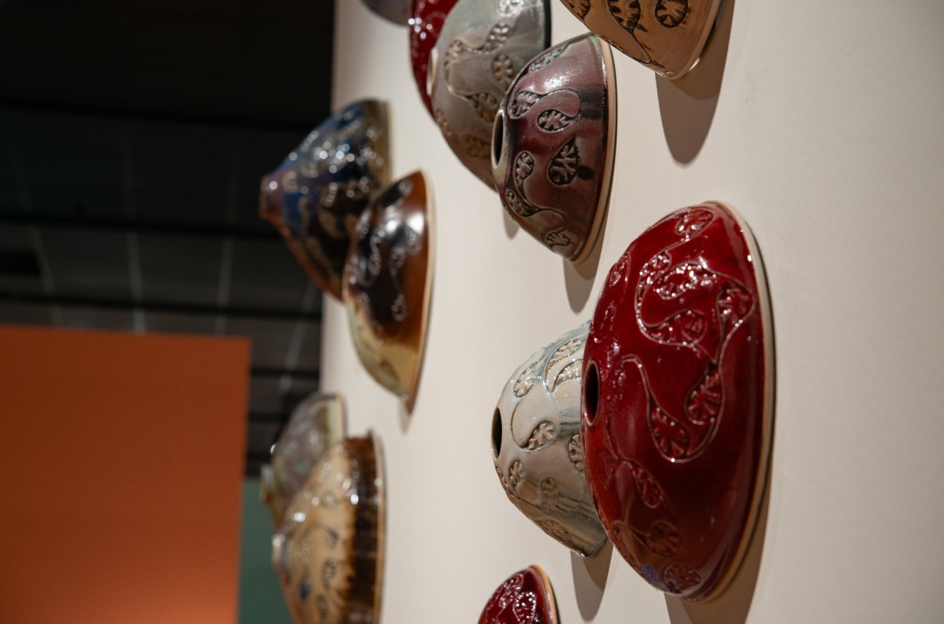 Allen Chen (born 1979), Phases of the Moon (detail), 2025; Installation view; Ceramic installation