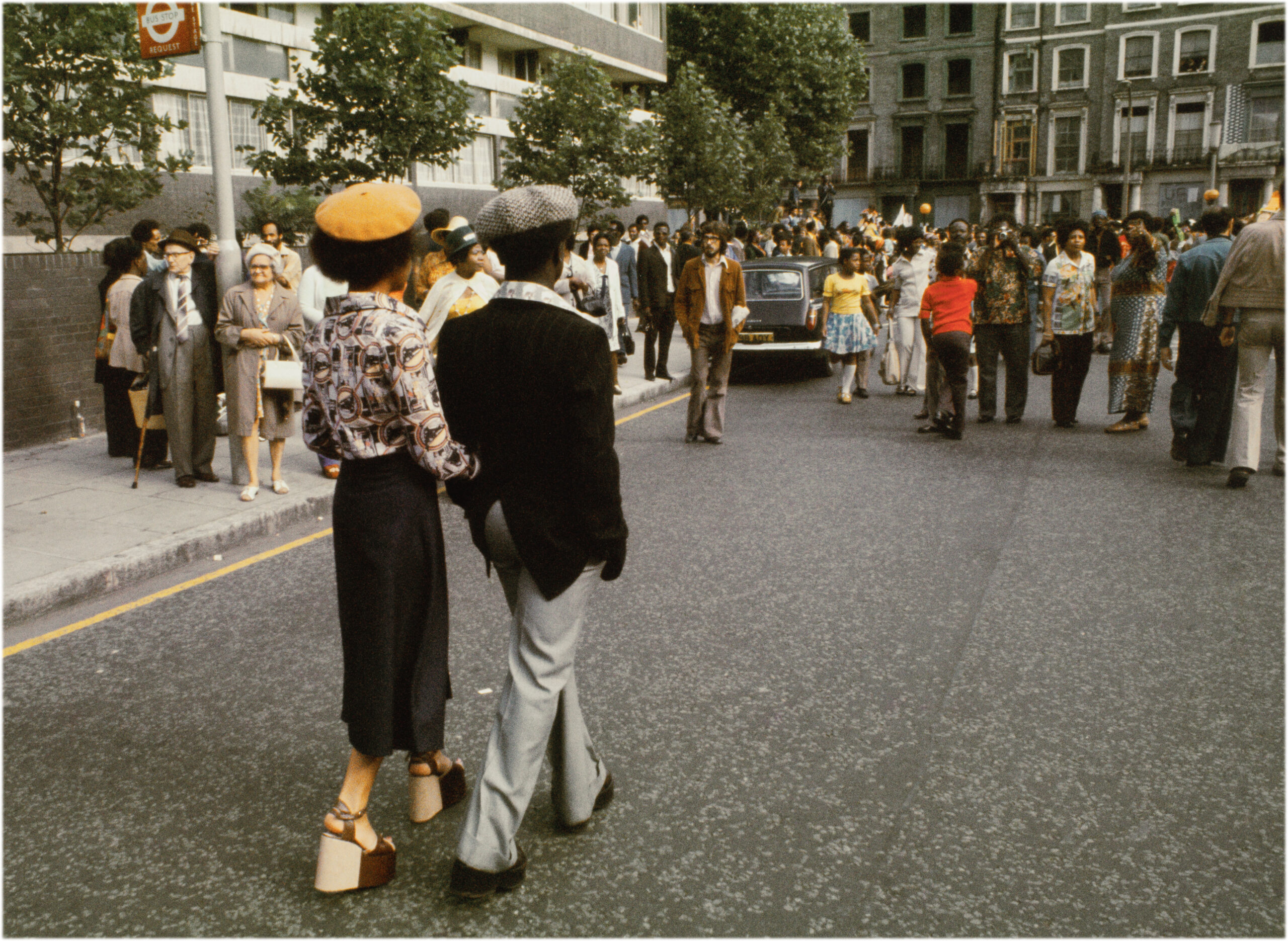 Horace Ové, “Walking Proud,” Notting Hill Carnival, c. 1972 (printed 2023). Inkjet print, 34 x 24 in (86.4 x 61cm). Collection of the National Gallery of Art, Alfred H. Moses and Fern M. Schad Fund, 2025.43.3. © Sir Horace Ové